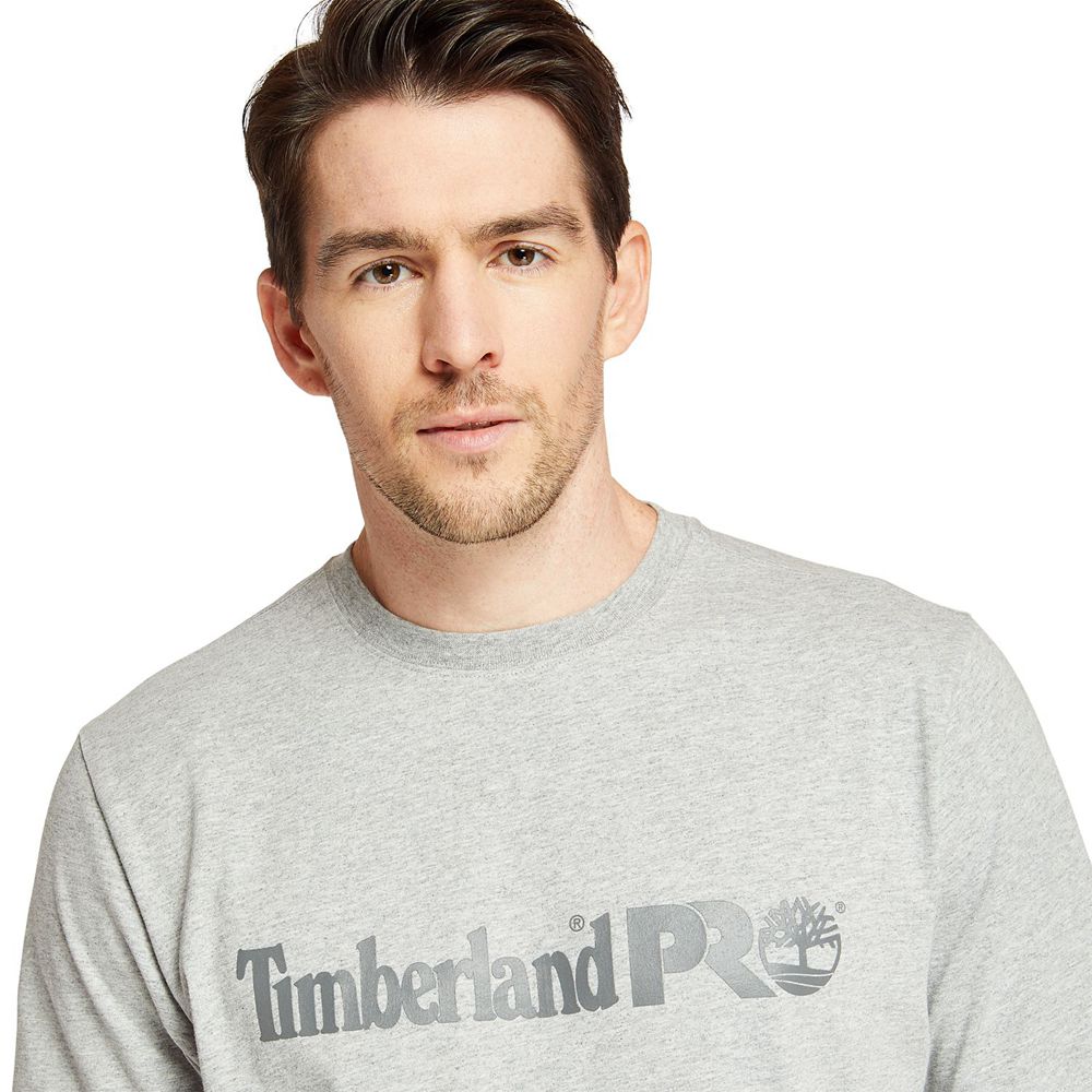 Camisetas Masculino - Timberland Pro® Short Sleeve Base Plate Wicking Logo - ZXTQO7203 - Cinzentas